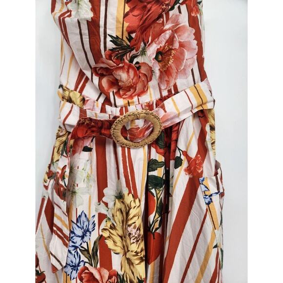 NWT Anthropologie Maeve Strapless Belted A-Line Floral Midi Dress Sz XS #9M405 - Picture 4 of 13